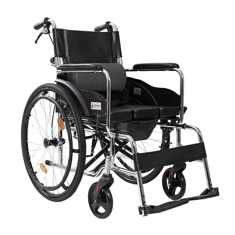 凤凰轮椅坐便器可洗洗澡老人折叠轻便残疾人手推6856病房护理