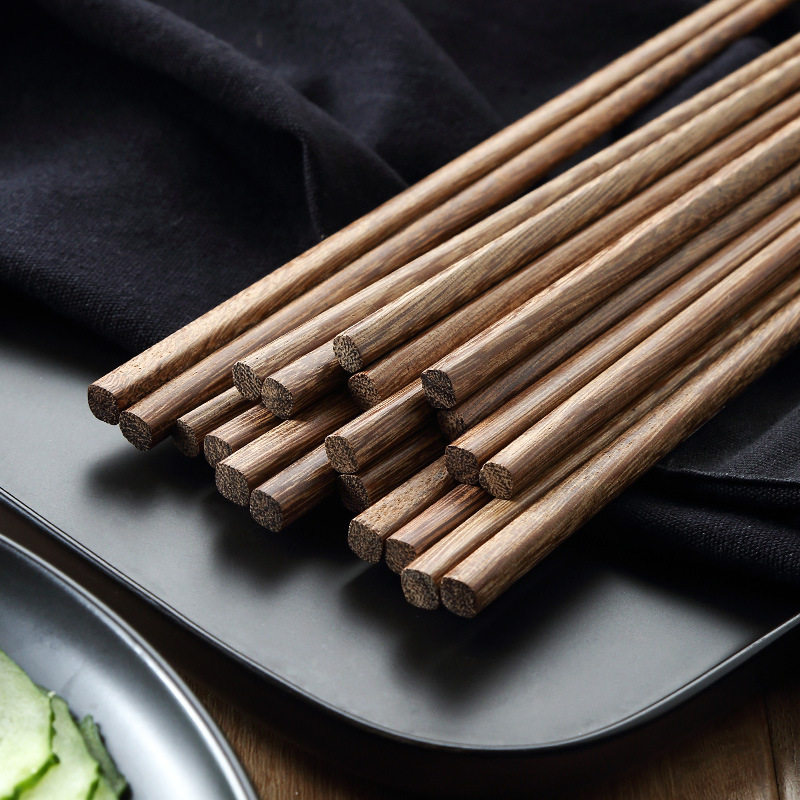 鸡翅木防滑十双中式防霉木头筷子套装家庭实木筷子