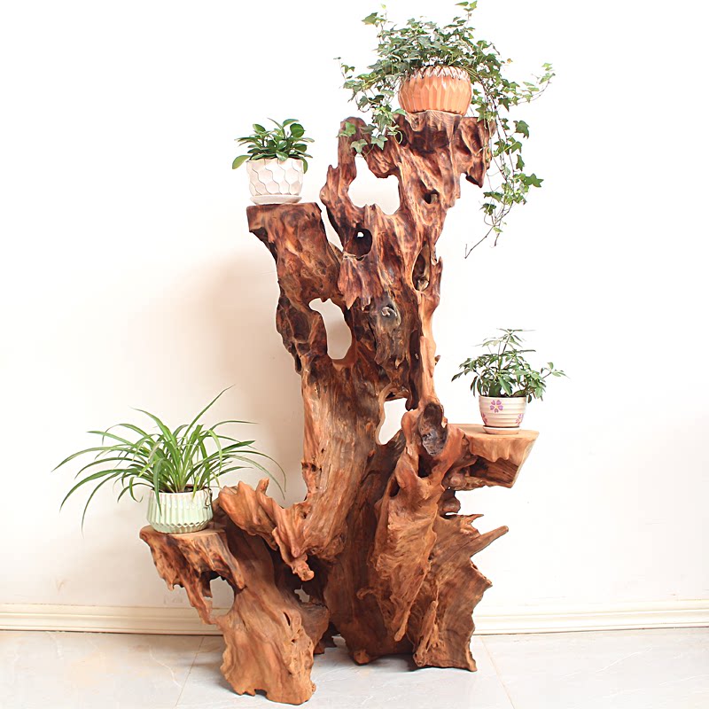 根雕花架树根天然实木阳台多层花架子根雕花架