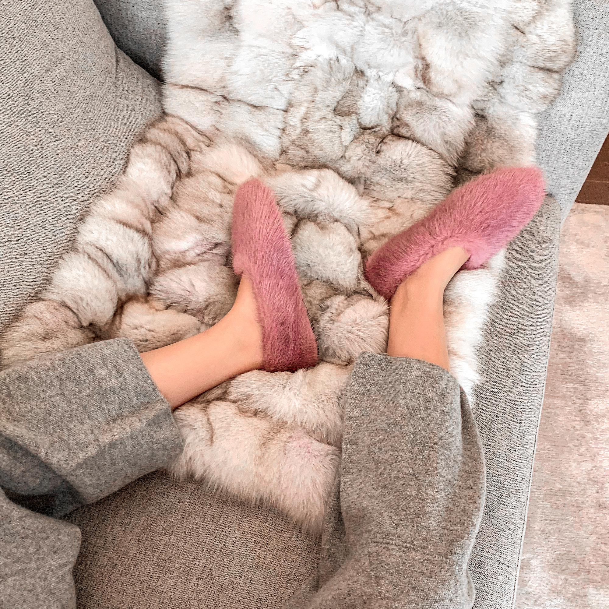 毛毛鞋女冬外穿平底百搭秋冬一脚蹬懒人单鞋女真皮 - 狂人宇ttmilano