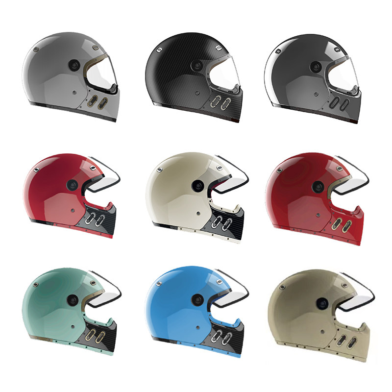浙江总代法国qwart瓦特碳纤维复古全盔超轻凯旋摩托车头盔