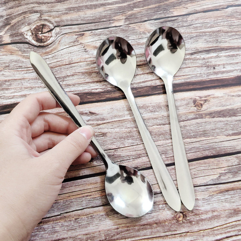 加厚小勺勺子不锈钢家用汤勺长柄儿童吃饭饭勺西餐勺