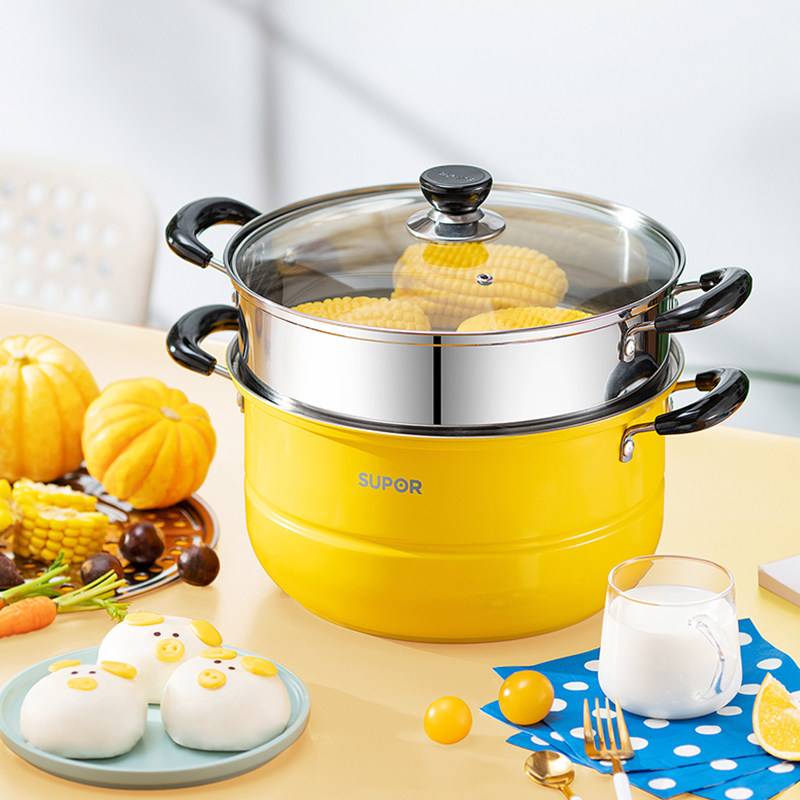 苏泊尔蒸锅家用不锈钢蒸笼26cm二层三层四层大加蒸锅
