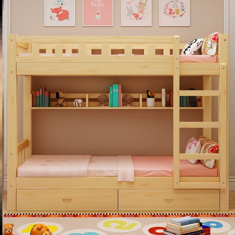 两层上下床床床女孩二胎一米储物1米木床实木高低