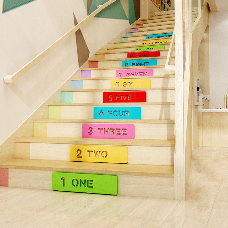 幼儿园楼梯台阶贴画宝宝早教托管亚克力墙贴创意墙贴