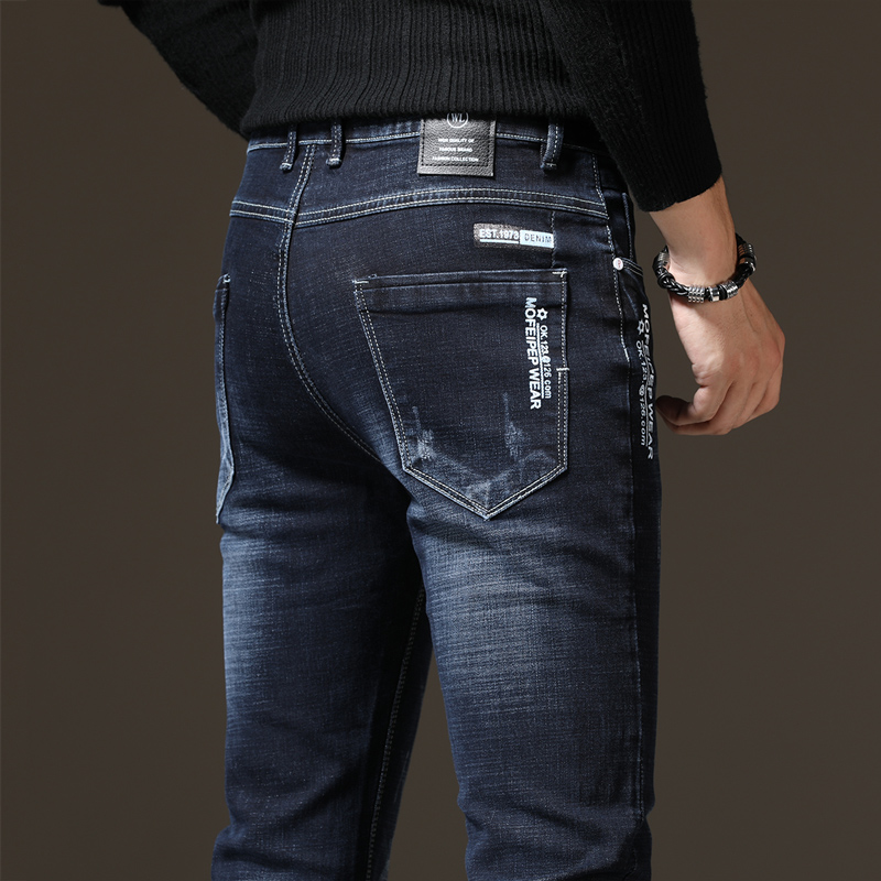 2021牛仔裤男秋冬款新款潮流韩版修身冬季长裤子休闲潮牌弹力小脚