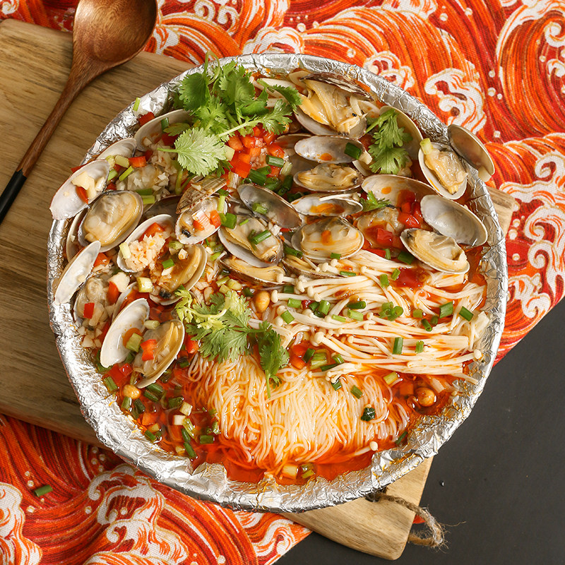 锡纸红汤海鲜花甲粉带调味料细粉粉丝可煮可泡冲泡方便面