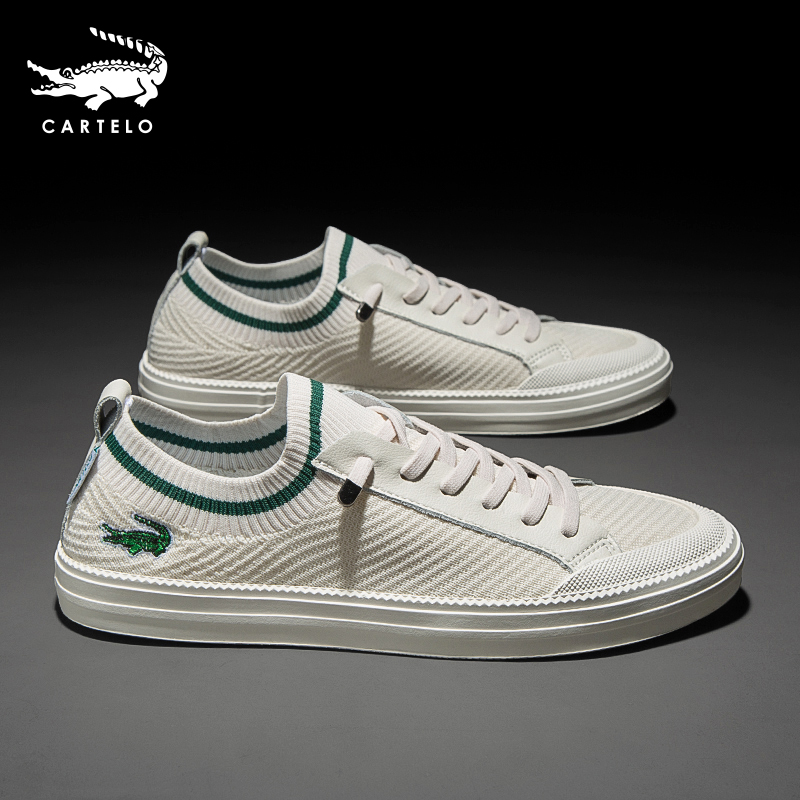 鳄鱼休闲男鞋薄款飞织网面潮鞋男士板鞋百搭懒人鞋子男夏季小白鞋