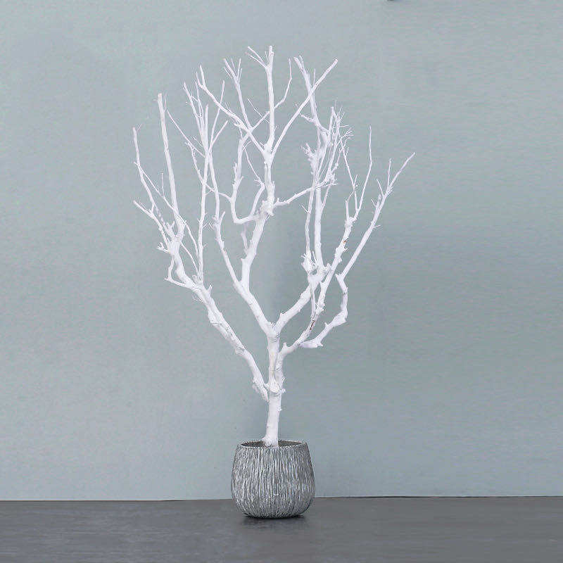 树枝造景白色许愿树实木创意装饰枯枝设计造型干花