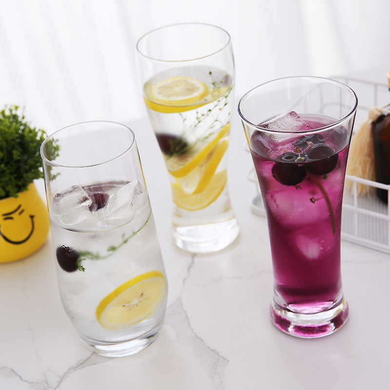 果汁玻璃杯家用创意饮料柠檬柠檬水水杯鲜榨啤酒杯玻璃杯