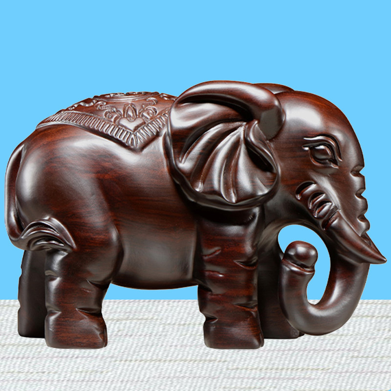 檀木木雕大象摆件木象家居实木招财装饰礼品木雕
