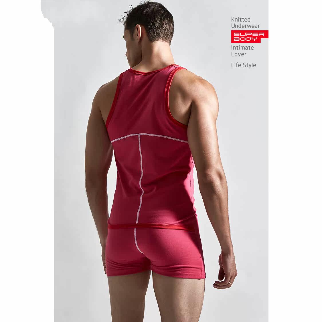 潮男修身连体衣性感塑身全棉健身居家塑身连体衣