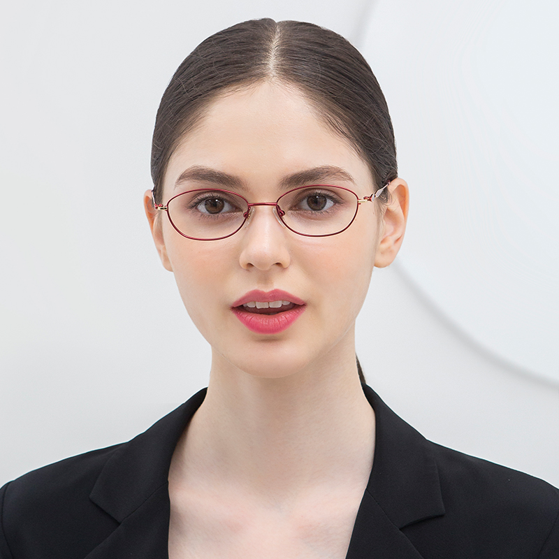 小框纯钛眼镜女韩版潮可配眼镜近视女超轻高度近视配镜超薄有度数