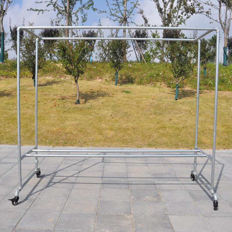 镀锌钢管水管晾衣架置地双杆晒被架加厚家用挂衣架室外防风瓜果架