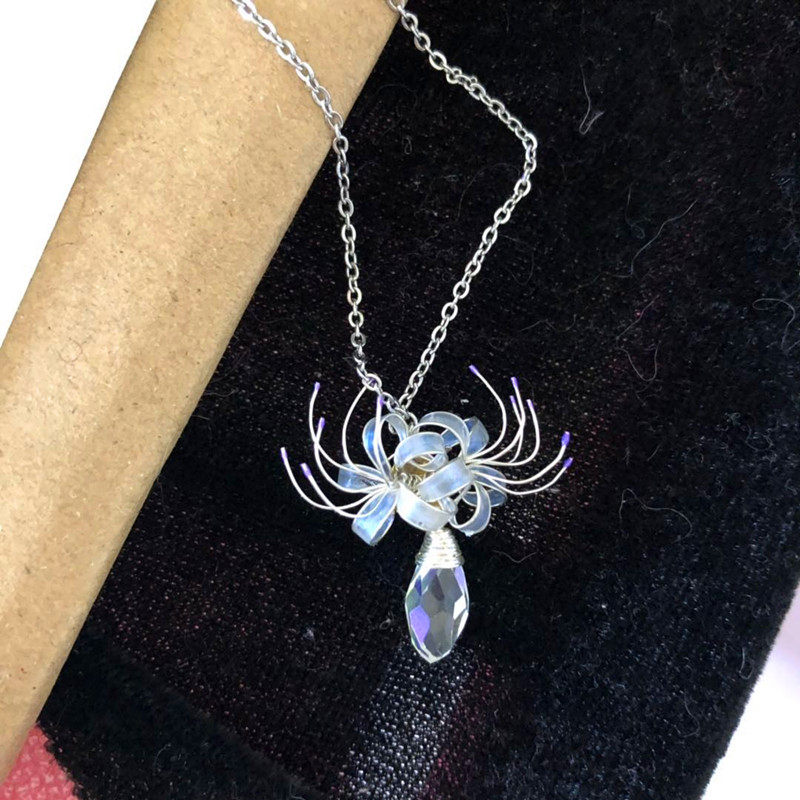 彼岸花项链锁骨日作饰品曼珠沙华吊坠金保项链