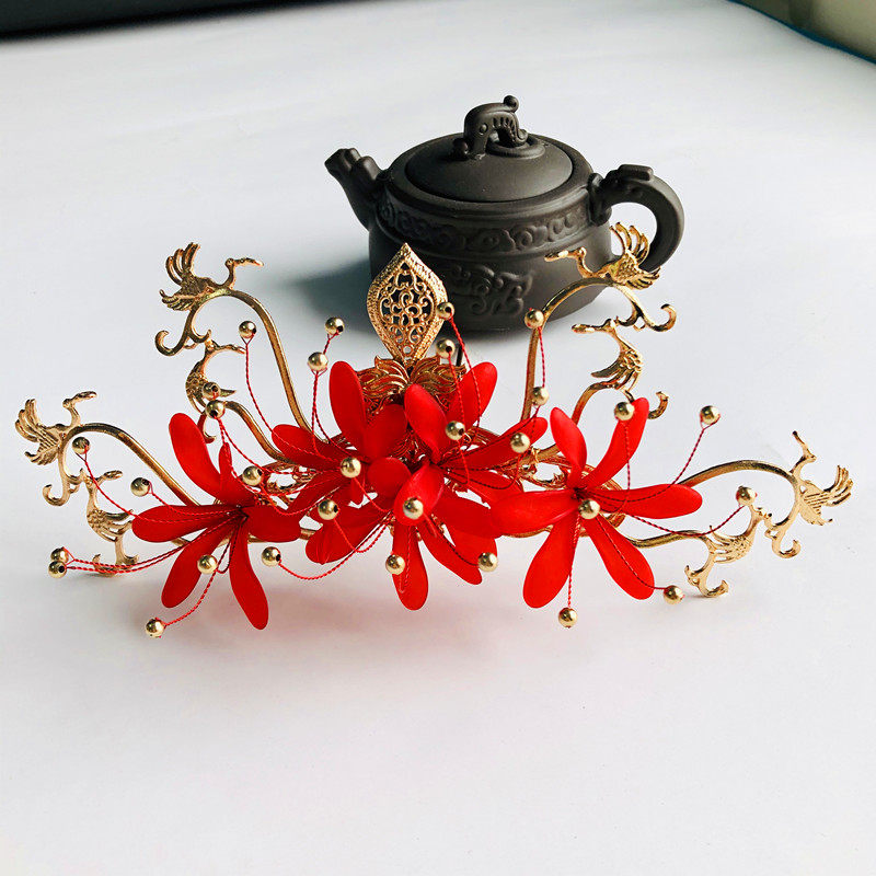 三生忘川彼岸花发冠女古风束发汉服发饰顶簪曼珠沙华发饰