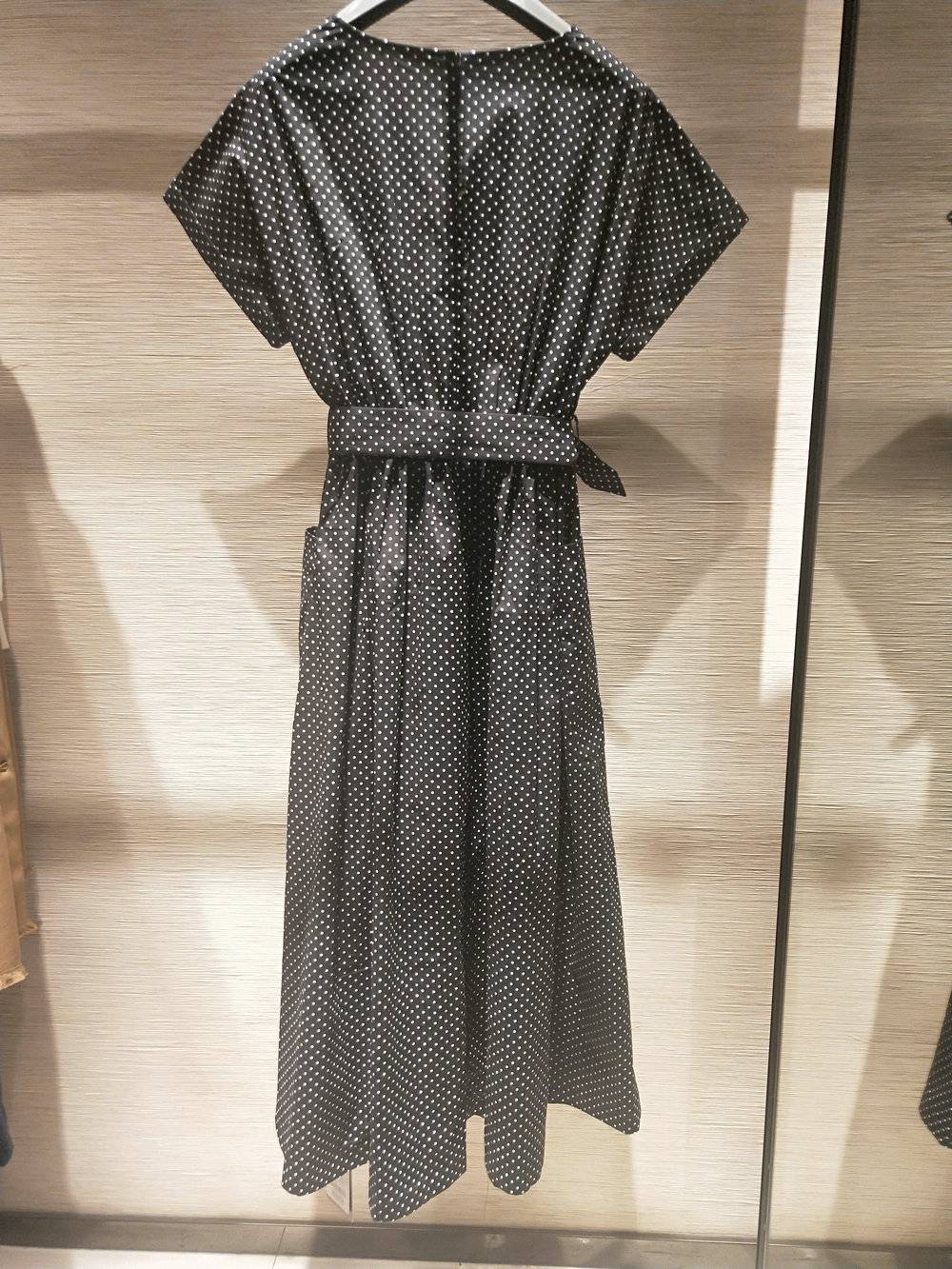 女装阿玛施正品代购2021春夏新款收腰系带波点连衣裙