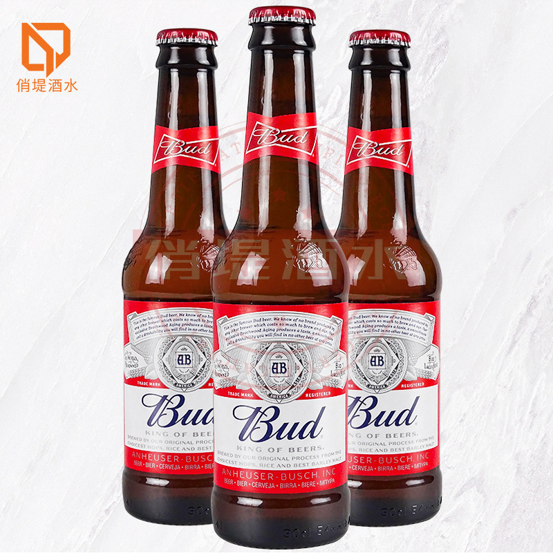 英国进口 budweiser红百威旋盖拧盖小瓶啤酒5度 300ml*24瓶