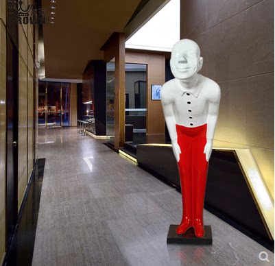 新款雕塑喜感游乐园人物造型鞠躬玻璃钢塑像迎宾弯腰摆件