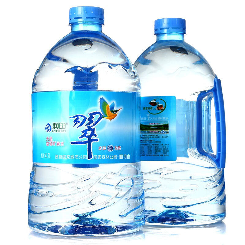 润田runtian天然含硒矿泉水4.7升2瓶整箱饮用水