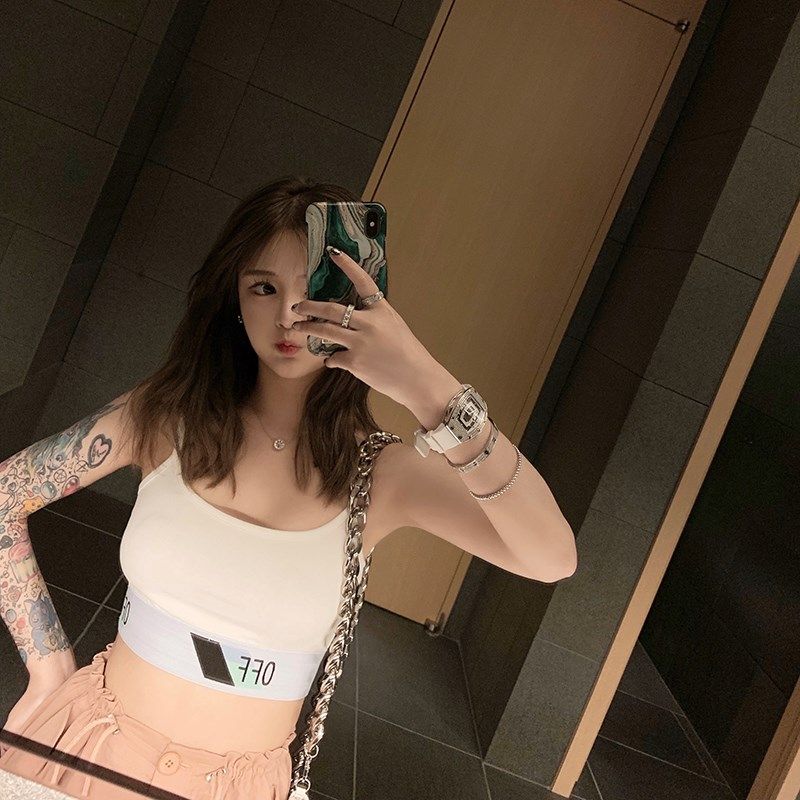 龟酱guijiang若隐若现zui撩人弹力舒适off字母内搭背心吊带