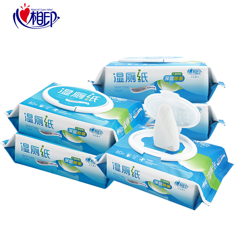 心相印湿厕纸家庭装成人私处洁阴洁厕湿巾卫生湿纸巾80片5包批发