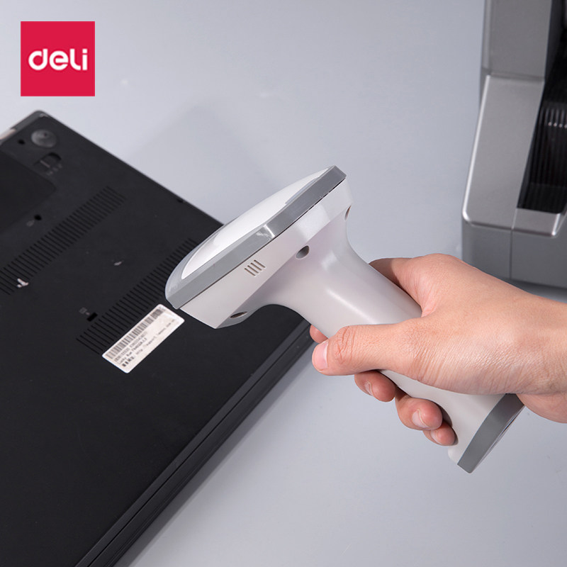 得力14882扫码枪超市扫描机快递把抢支付宝微信收款条形码扫码器_双氙