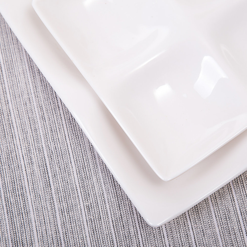 餐盘快餐名器仿瓷密胺餐具盘子食堂饭盘四格盘