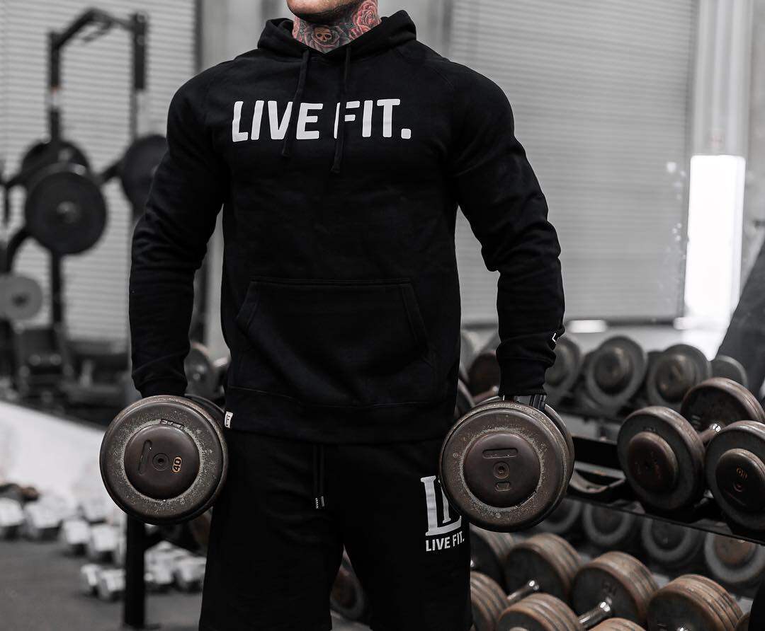 live fit肌肉健身春秋运动男纯棉长裤休闲潮时尚青少年收口小脚裤