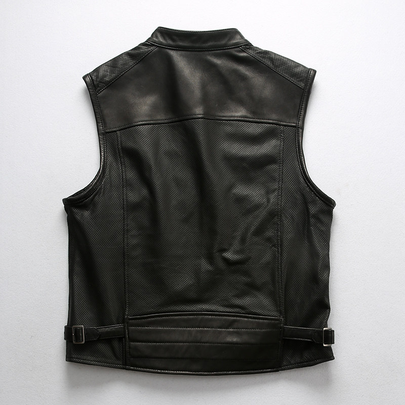 真皮哈雷摩托机车马甲头层绵羊羊皮春秋薄款背心