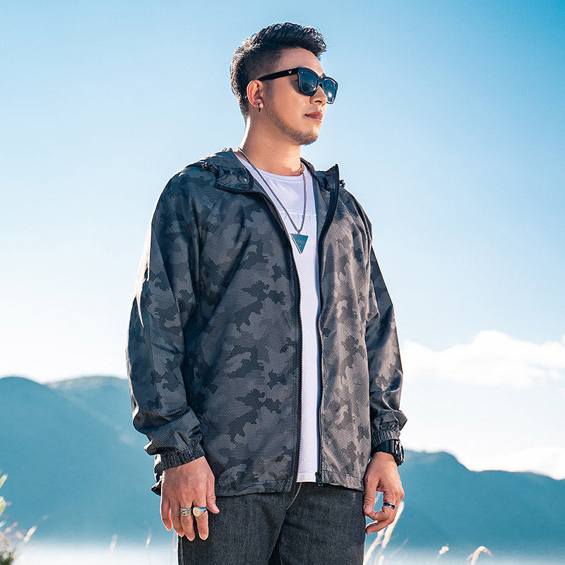 gxxh防晒衣男装夏迷彩薄透气大码男士防晒服加肥户外胖子外套夹克