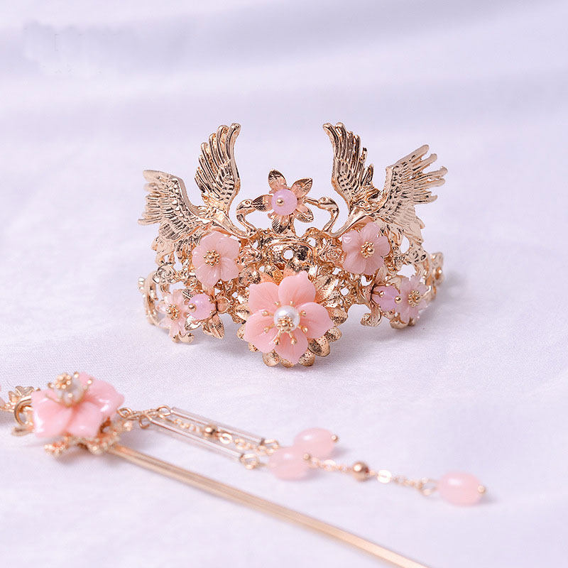 汉服头饰古风公主主流苏发女童古装超仙步凤冠发饰