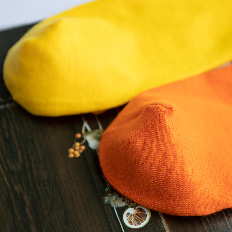 橙色袜子黄色纯色男女女同纯棉短袜中筒简约中筒袜