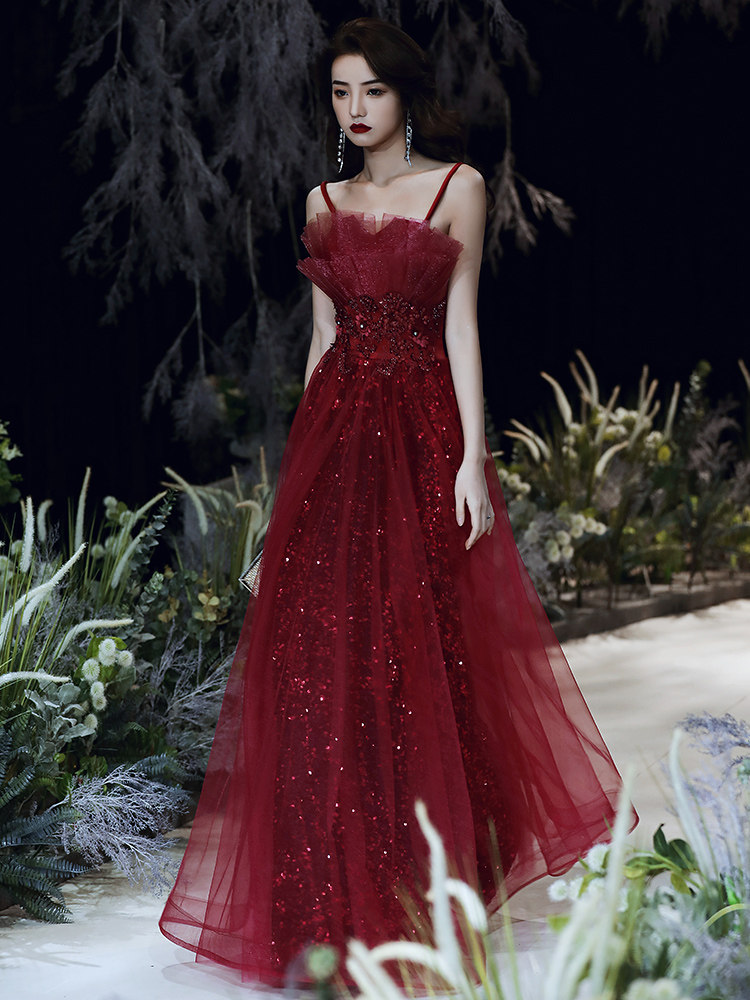 敬酒服新娘2020新款夏季薄款酒红色晚礼服孕妇遮肚结婚平时可穿女