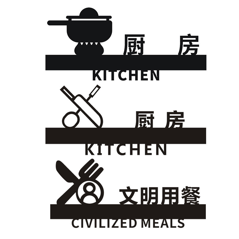 厨房创意烹饪食堂立体镂空粘贴标识标志牌