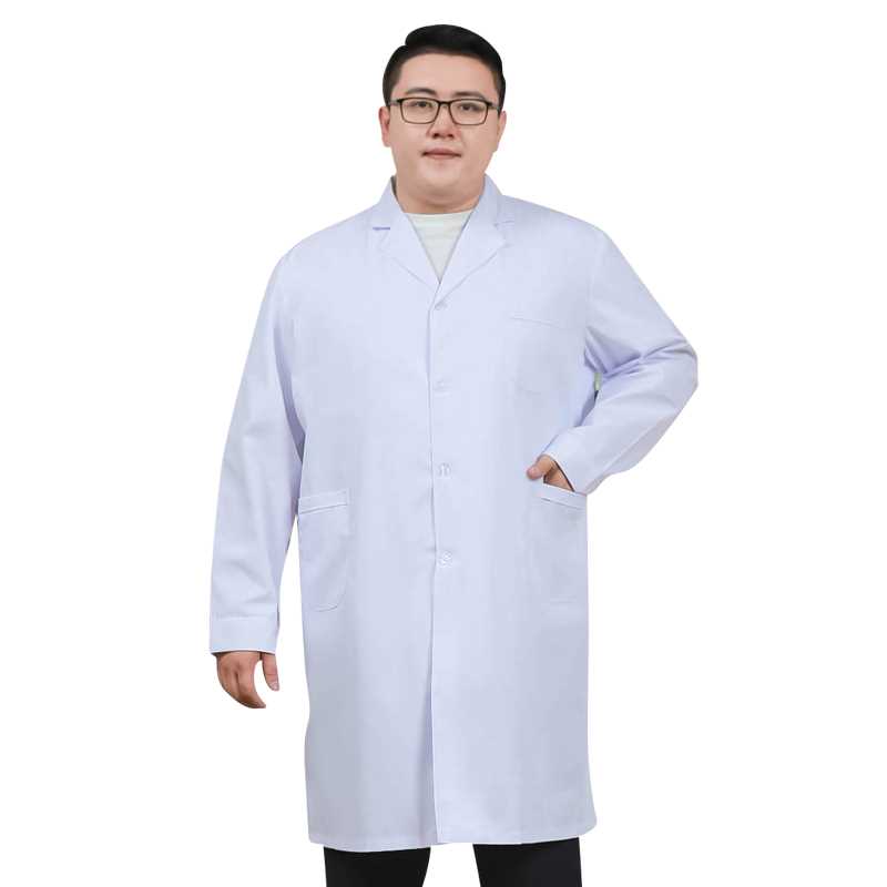 白大褂加大码长袖男医生服短袖加肥加大码实验服宽松护士服工作服