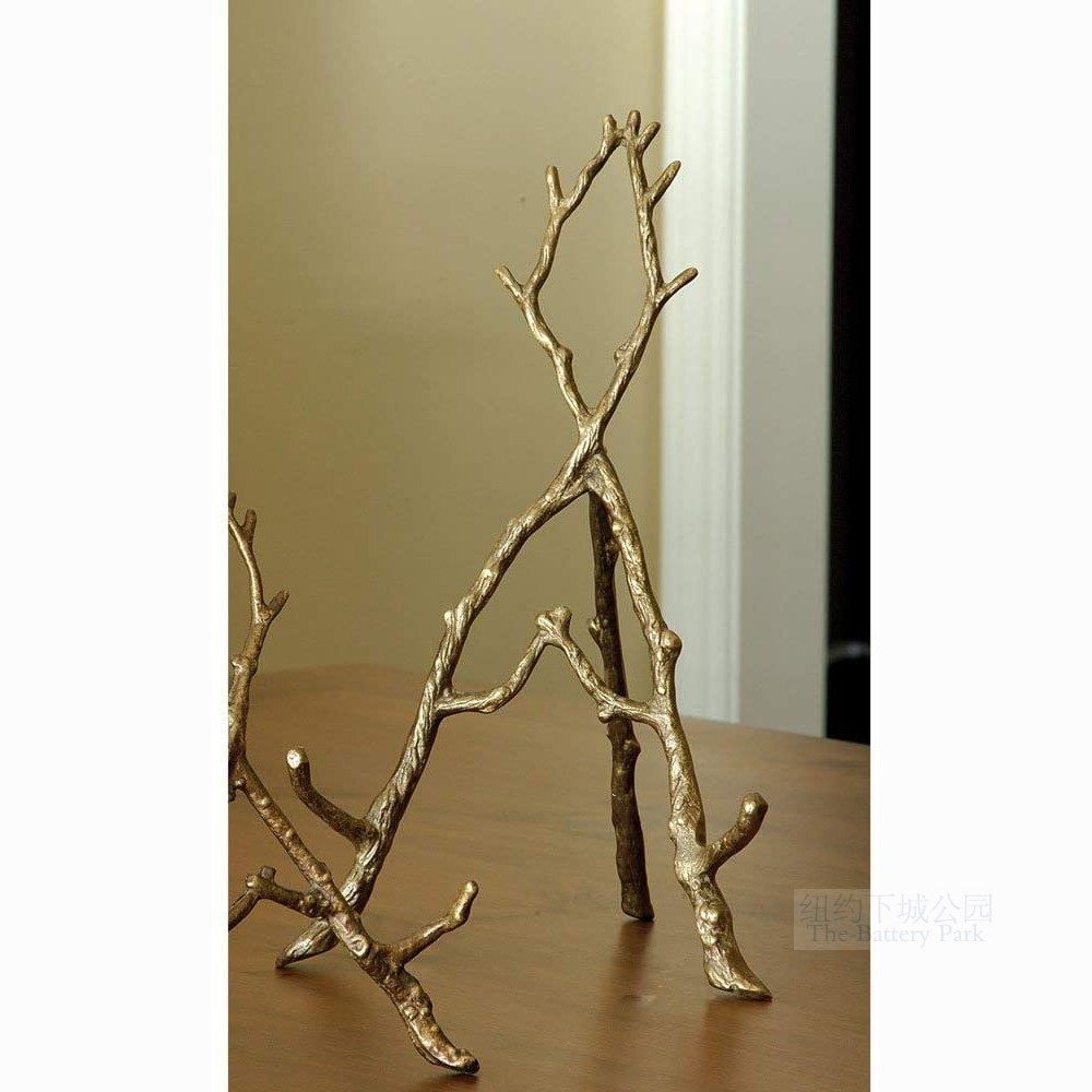 纽约下城公园进口自然姿态金色小树树杈盘子装饰坐盘