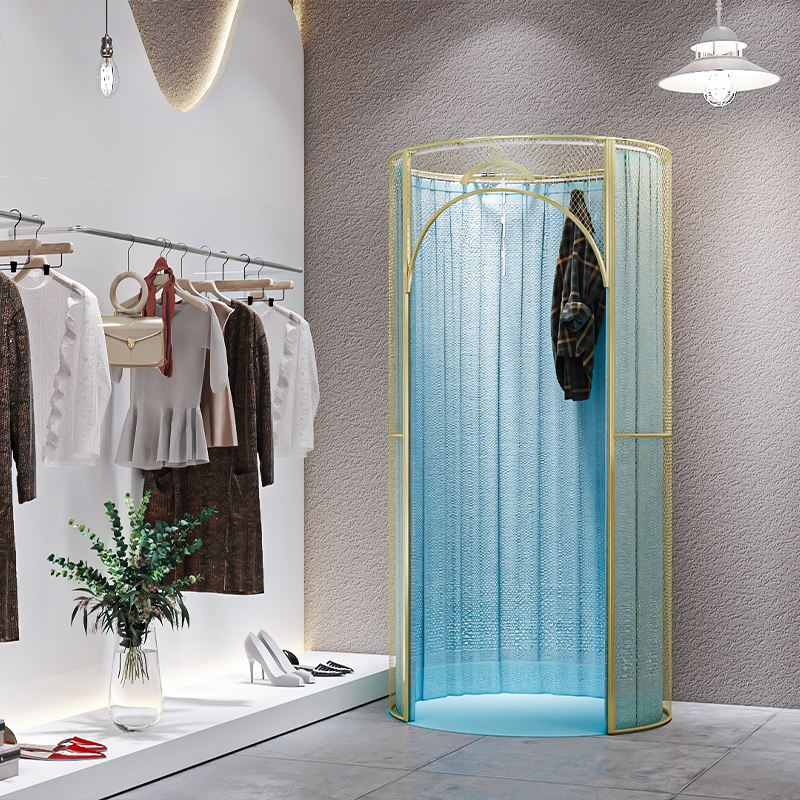 商场简易服装店试衣syj铁艺圆形换衣间移动落地移动试衣间