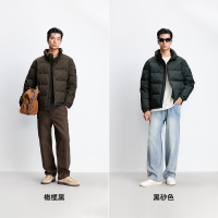 杰克琼斯满印老花休闲保暖舒适立领羽绒服