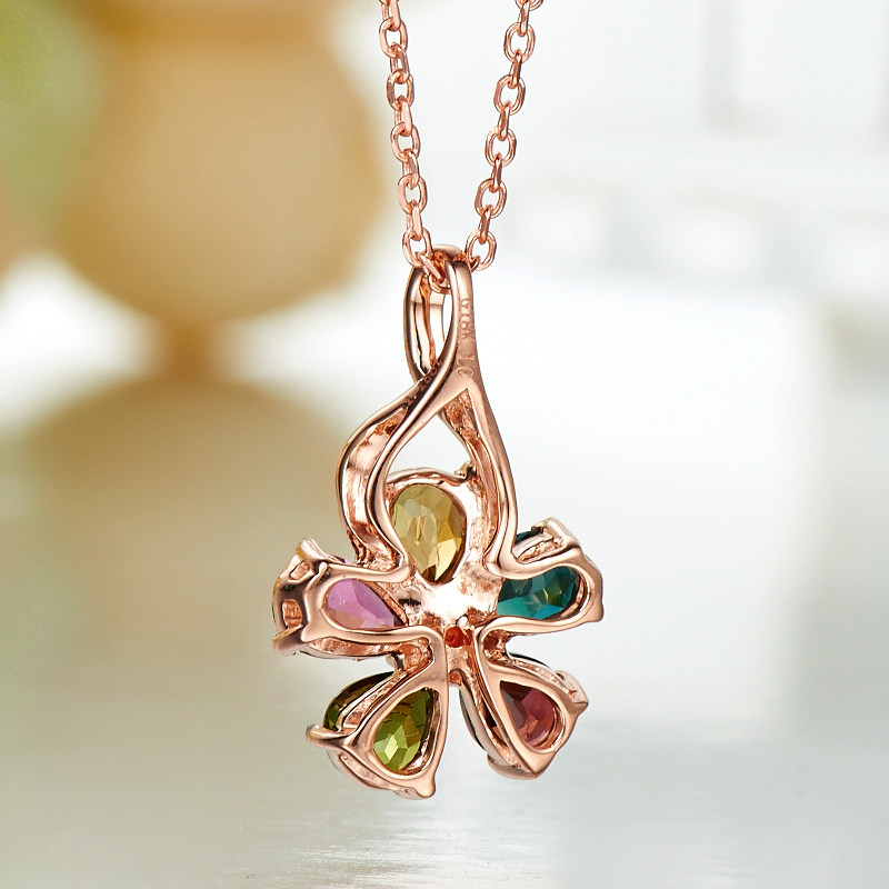 莉萨项坠项链宝石彩色钻石金钻石珠宝玫瑰18k颈饰