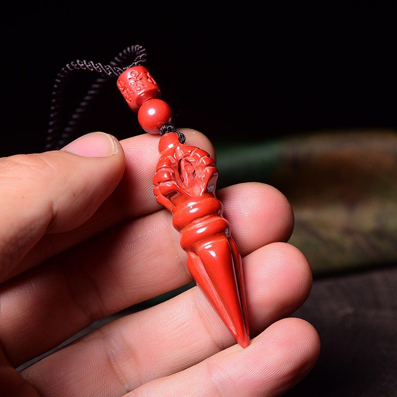 天然朱砂金刚吊坠本命年帝王十字降魔杵挂平安项坠