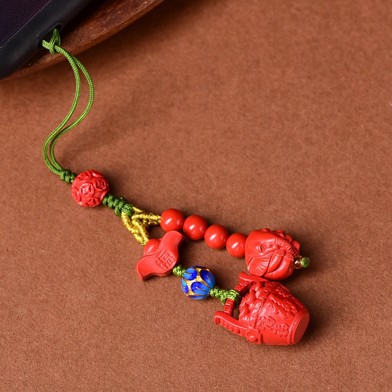 朱砂吉象如意手机链挂饰男女一桶金福元宝创意手机链