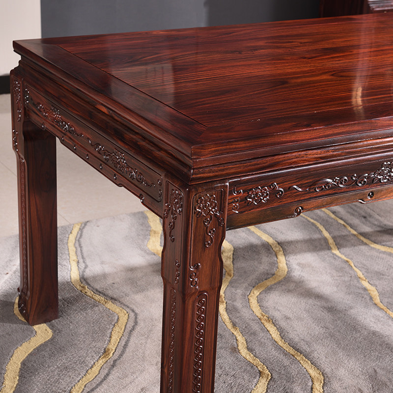 阔叶黄檀长方形餐桌桌椅组合客厅家具印尼酸枝中式餐桌