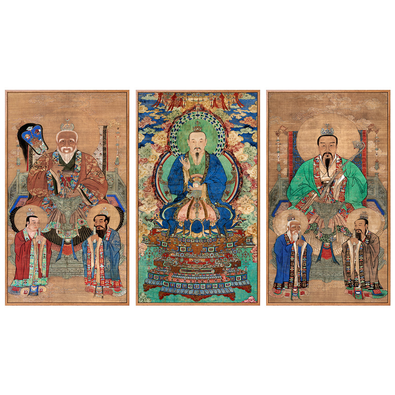 三清神像挂画道祖祖师画像祖师爷道家供奉道教装饰画人物画古画