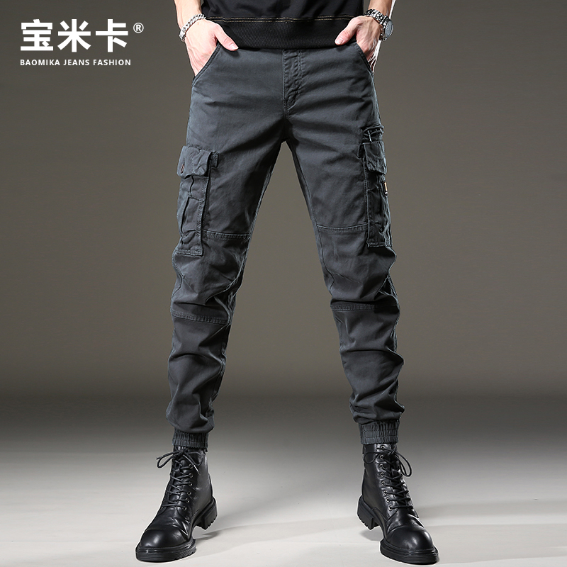 高端潮牌工装裤男多口袋春季新款宽松潮流运动裤新款弹力休闲男裤