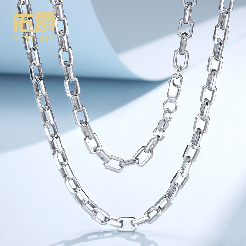 佑爵18k金男士男士空心项链时尚大气颈饰