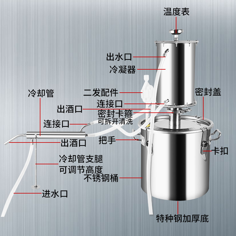 二次冷却器家用酿酒器纯露机小型自酿白酒葡萄酒设备蒸馏蒸酒器