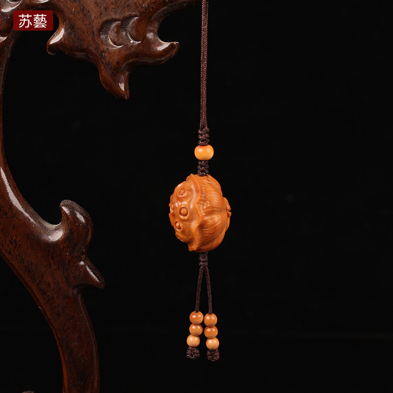橄榄核雕莲蓬单籽挂件文玩吊坠苏工莲花头植物项坠