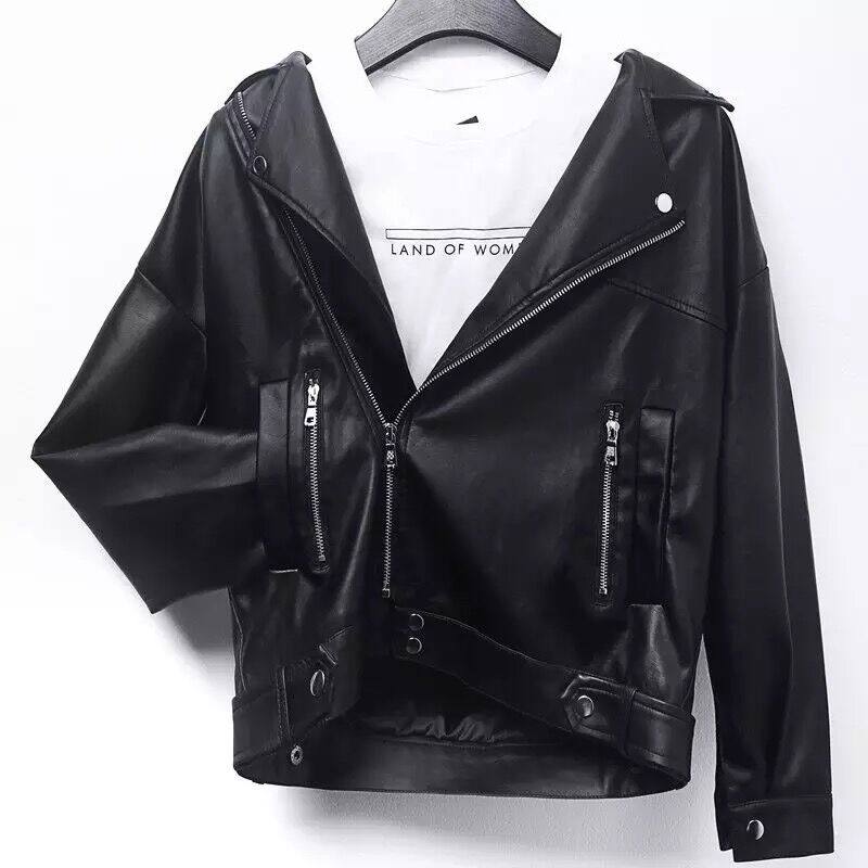 皮衣外套女2019新款春秋冬季短款机车服宽松韩版学生ins皮夹克bf