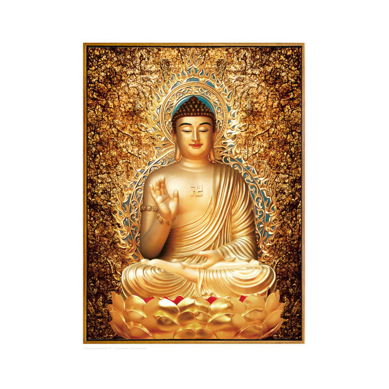 佛像挂画定制释迦牟尼像画竖版玄关装饰画供奉佛挂现代装饰画